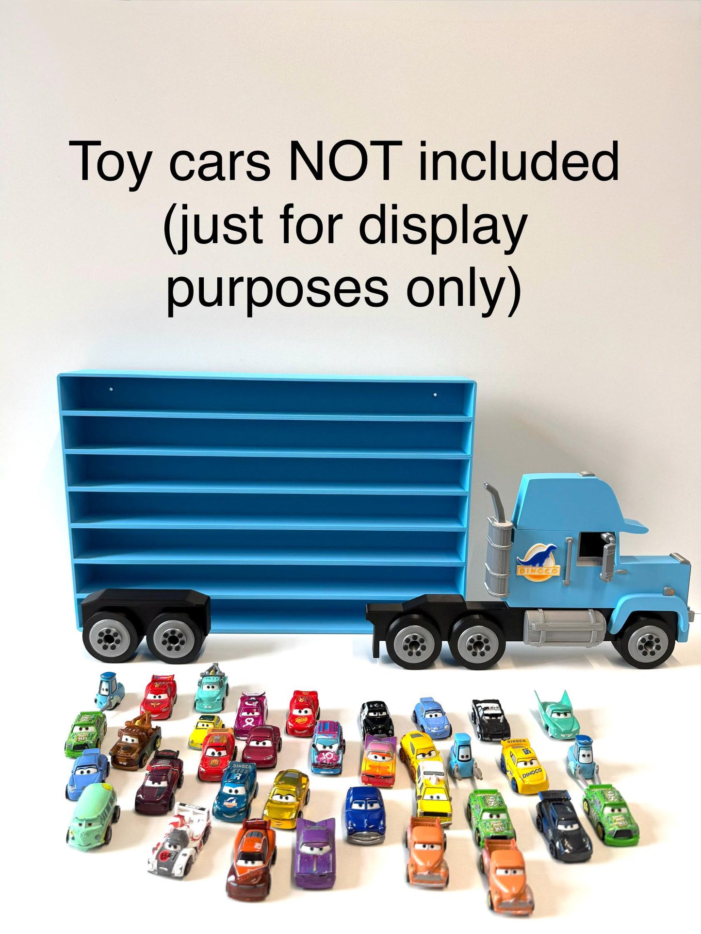 Blue Truck Shaped Storage Shelf for Toy MINI Cars | 1 Shelf Holds Up To 105 Cars | Realistic Truck Design, Wall Mounted Toy Cars Display