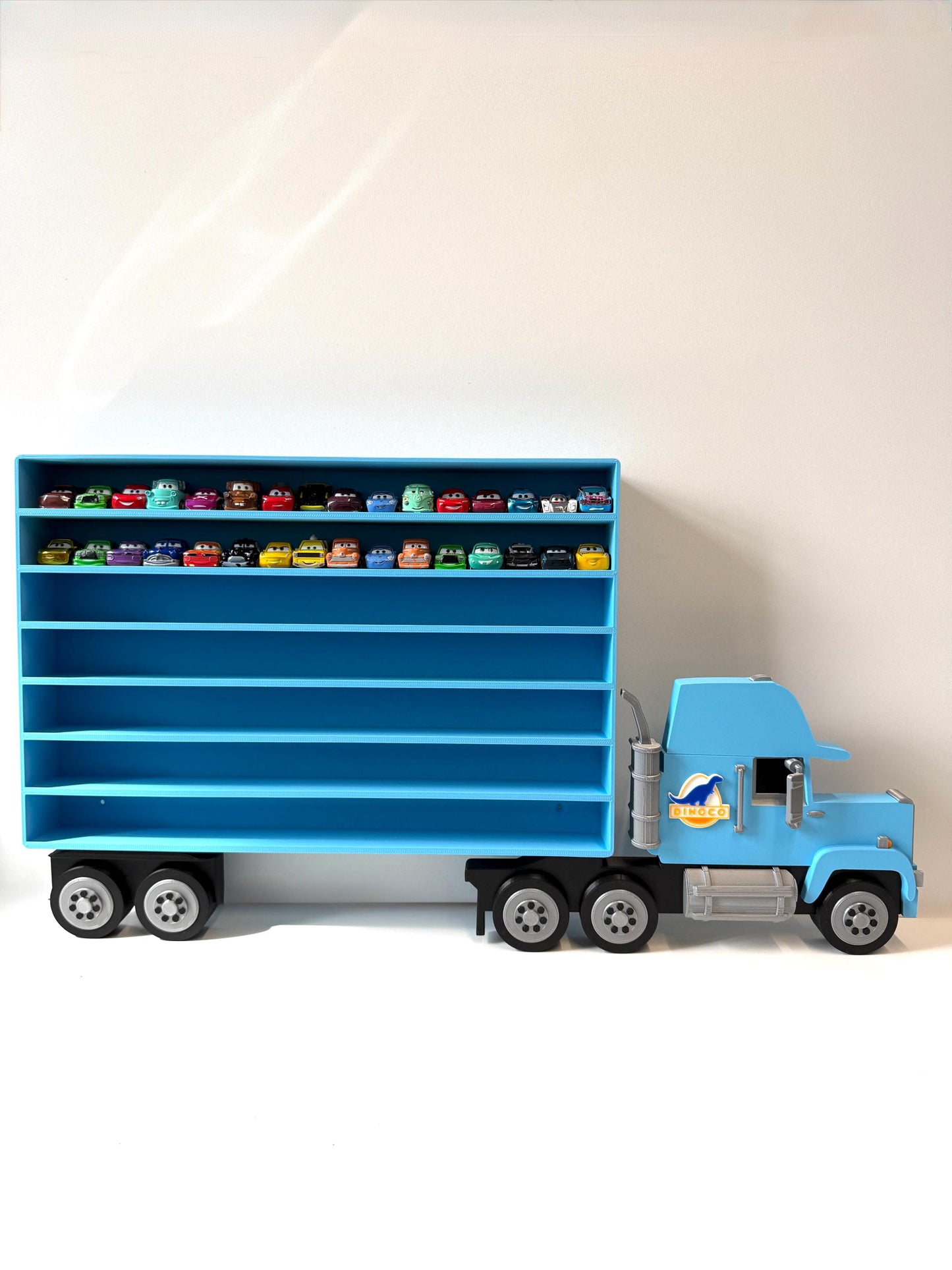 Blue Truck Shaped Storage Shelf for Toy MINI Cars | 1 Shelf Holds Up To 105 Cars | Realistic Truck Design, Wall Mounted Toy Cars Display