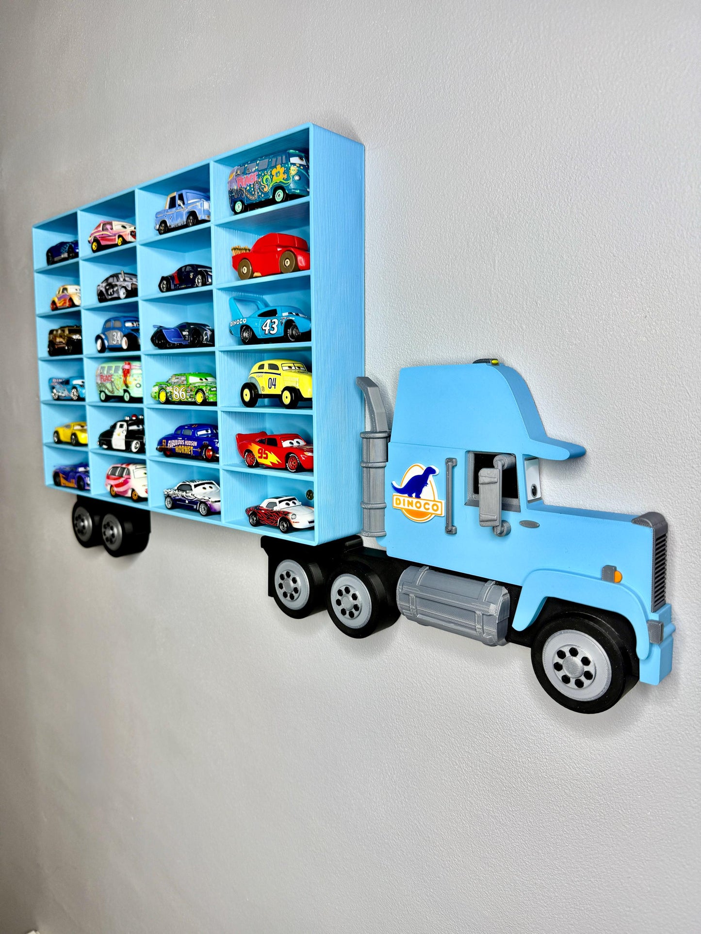 Toy Car Storage Shelf - Realistic Truck Design | Holds 24-96 Cars | Wall Mounted Diecast Toy Cars Display