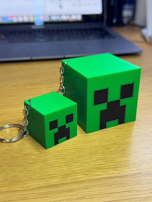 Minecraft Creeper Head Keyring Keychain | Small or Large | Stocking Filler | Cake Topper | Bag Charm