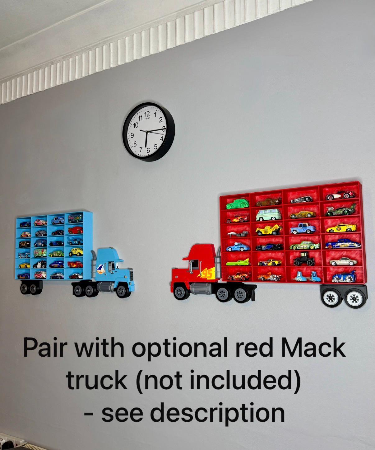 Toy Car Storage Shelf - Realistic Truck Design | Holds 24-96 Cars | Wall Mounted Diecast Toy Cars Display