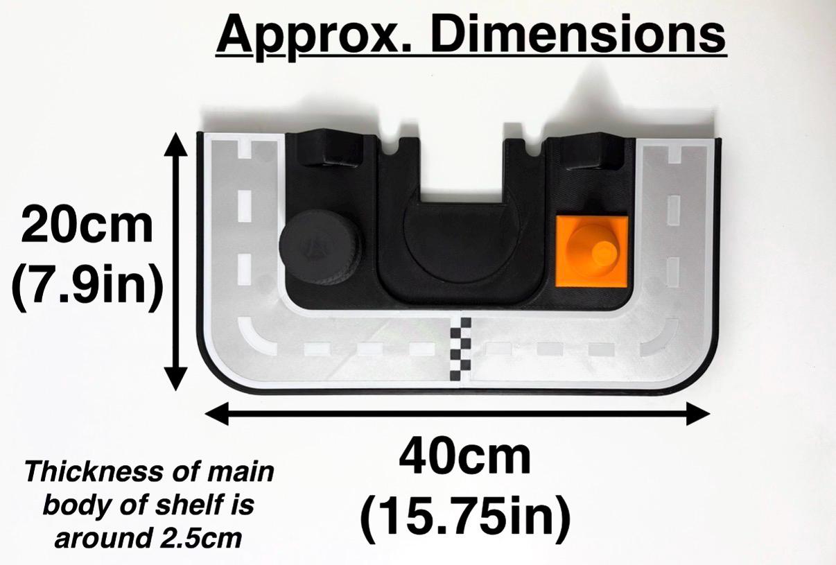 Toniebox 1 & 2 Shelf Display - Cars Road Themed | Swappable Magnetic-top Decor Pieces | Wall Mounted or Place on Surface