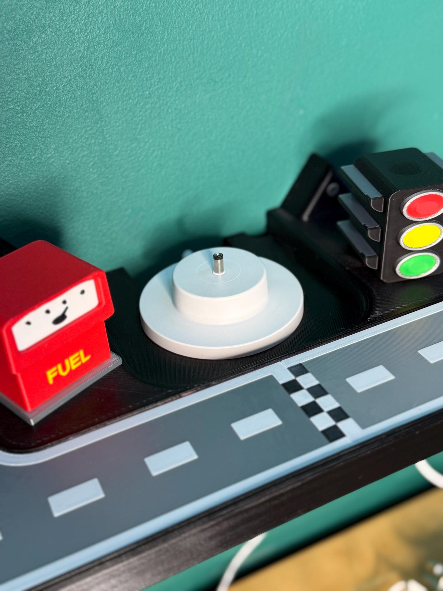 Toniebox 1 & 2 Shelf Display - Cars Road Themed | Swappable Magnetic-top Decor Pieces | Wall Mounted or Place on Surface